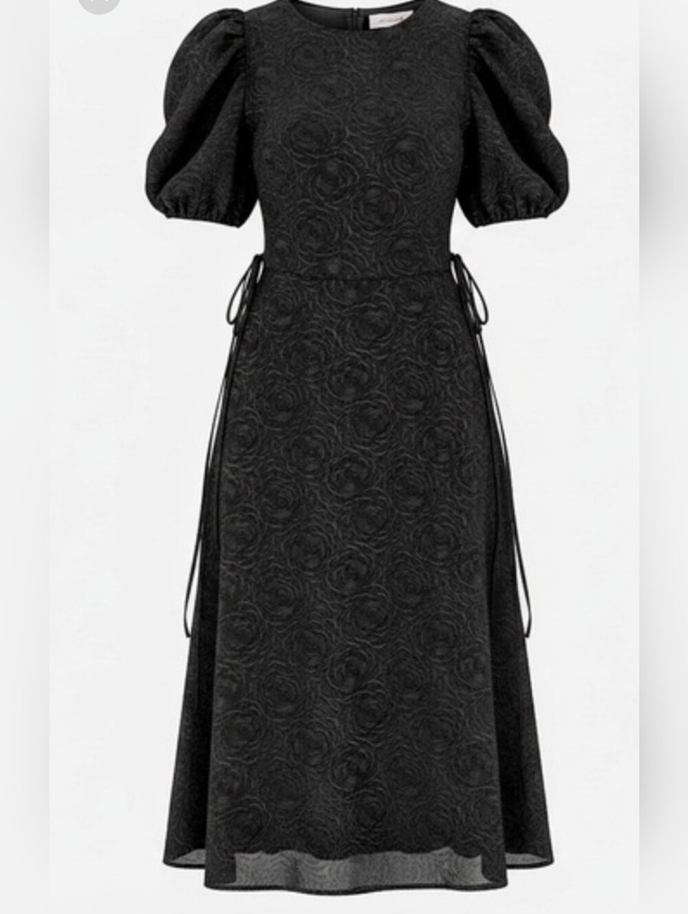 Lisa Says Gah Puff Sleeve Midi Dress L Goth Funeral Rosette Corset Lace Up